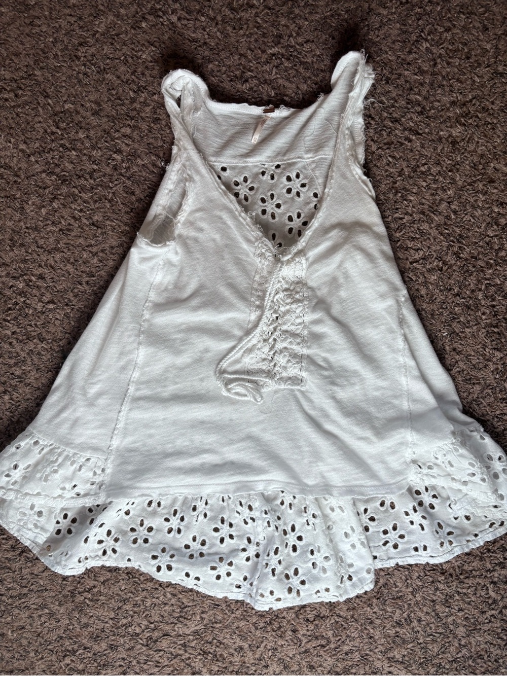 Free People White Eyelet Ruffle Tank Top